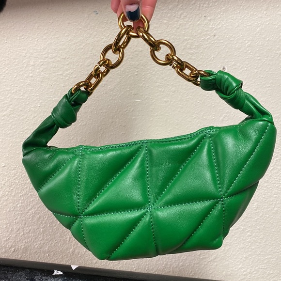 Zara Bags Zara Limited Edition Green Quilted Mini Handbag Chain